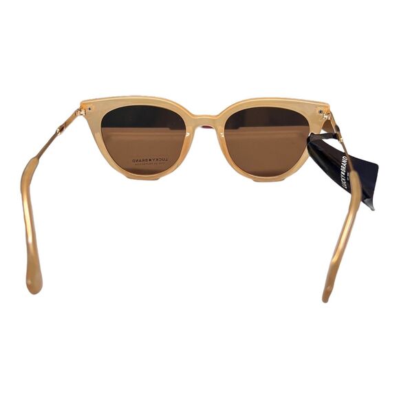 Lucky Brand Cat Eye Sunglasses Womens Beige Brown Lens Boho Coastal Summer